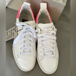 💖GOLDEN GOOSE Starters in white nappa leather with pink suede heel tab💖